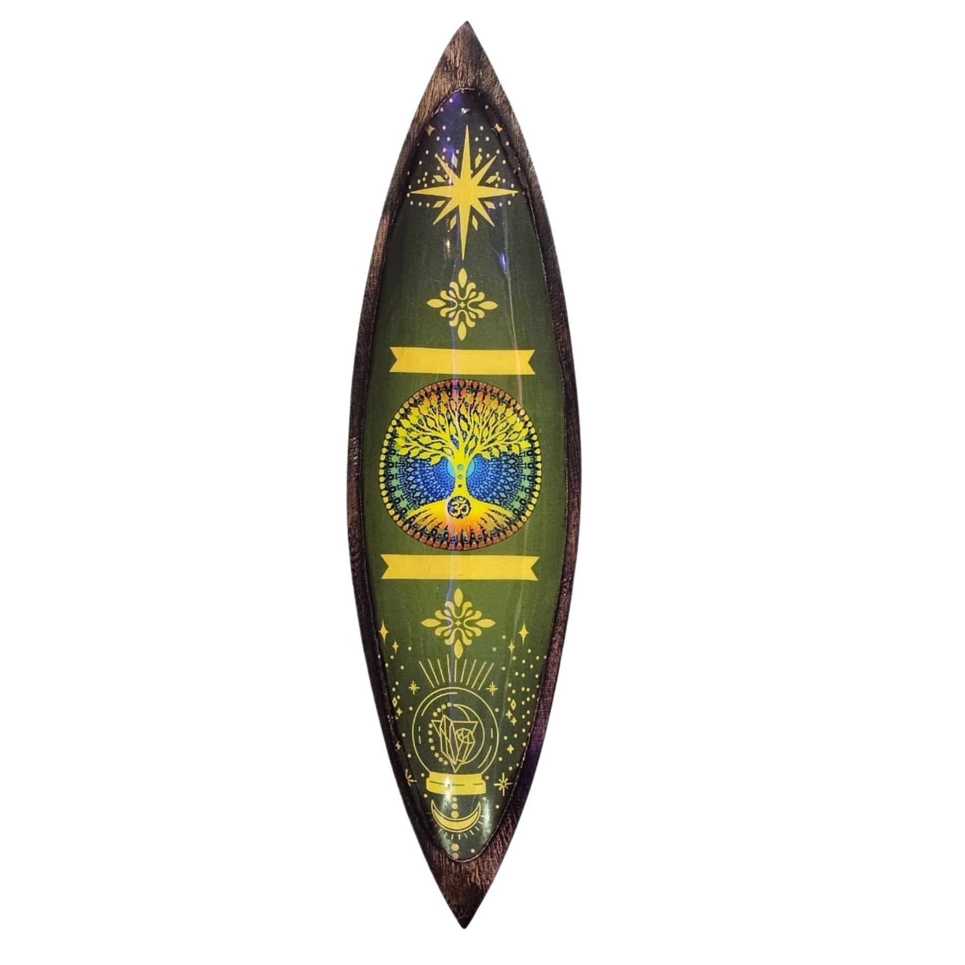 Enamel Incense Bowl - Mango Wood - Tree of Life - Luna Panther