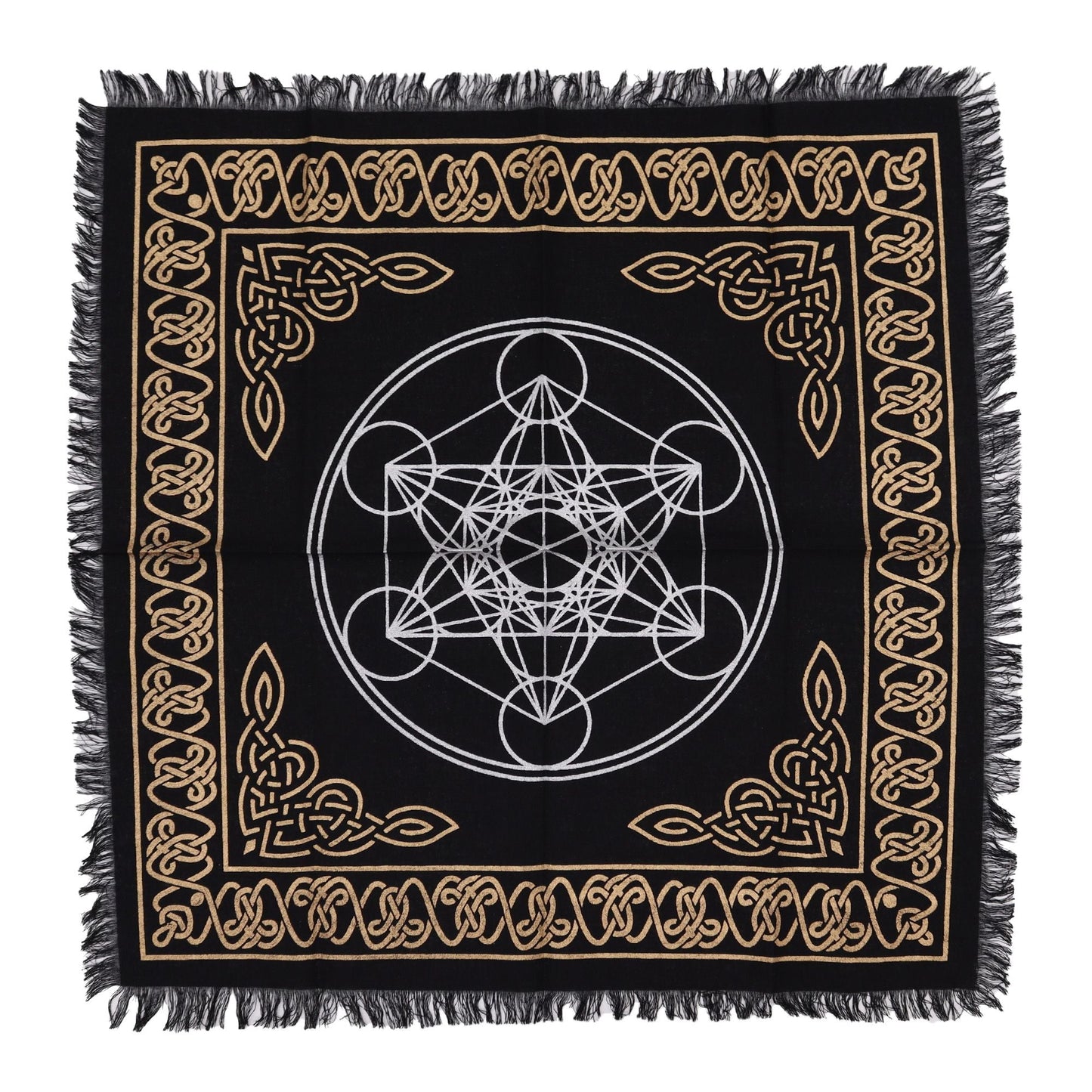 Esoteric Fringed Altar Cloth - Chakra Chart - Luna Panther