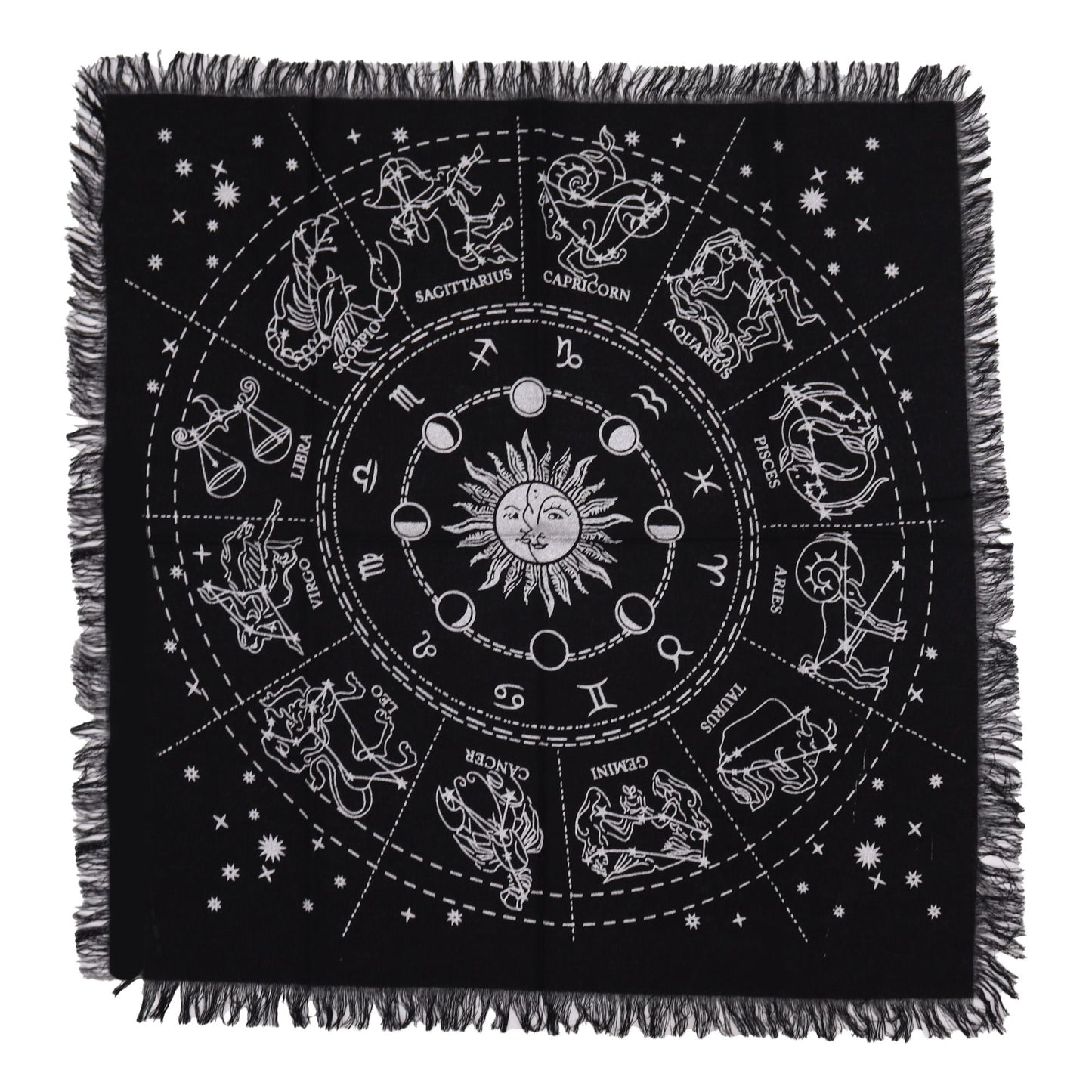 Esoteric Fringed Altar Cloth - Horoscope - Luna Panther