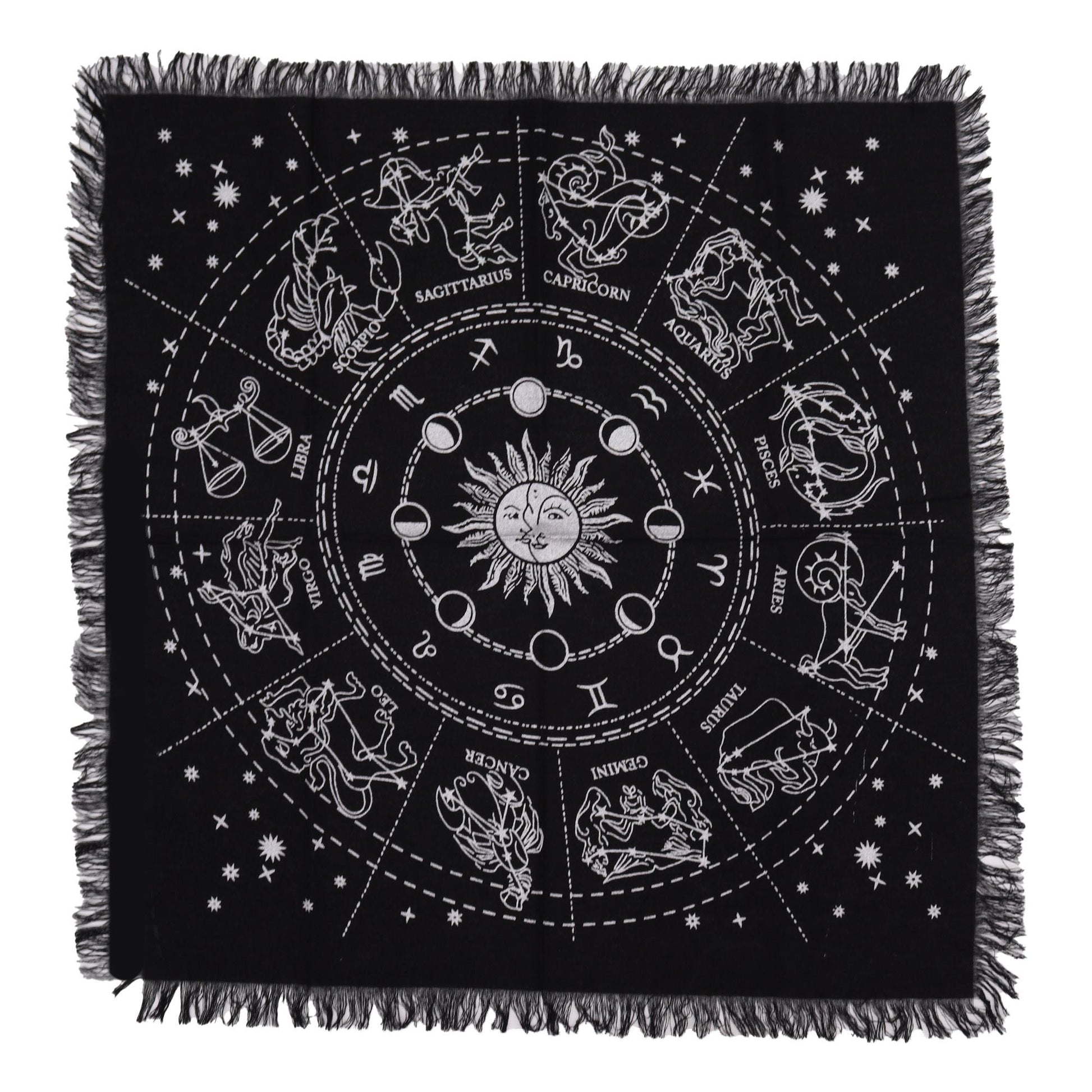 Esoteric Fringed Altar Cloth - Horoscope - Luna Panther