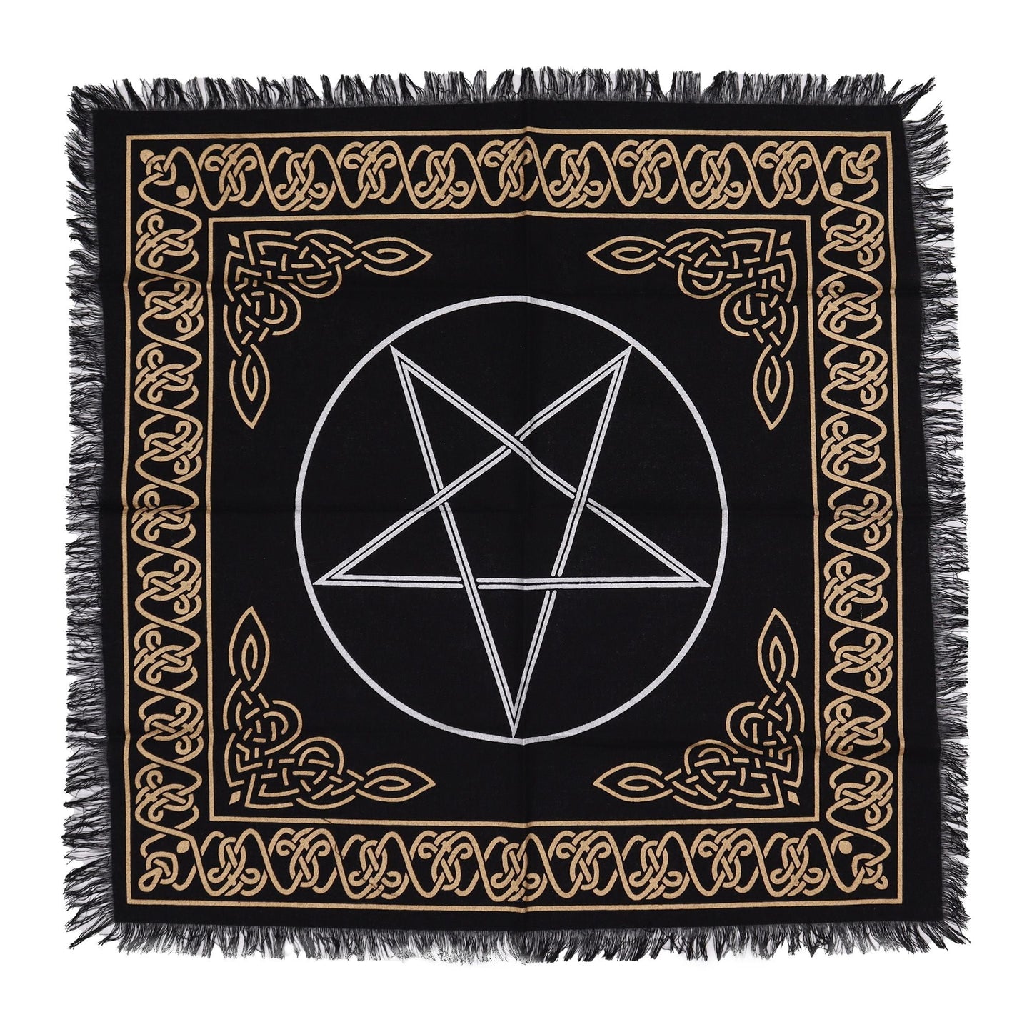 Esoteric Fringed Altar Cloth - Pentagon - Luna Panther
