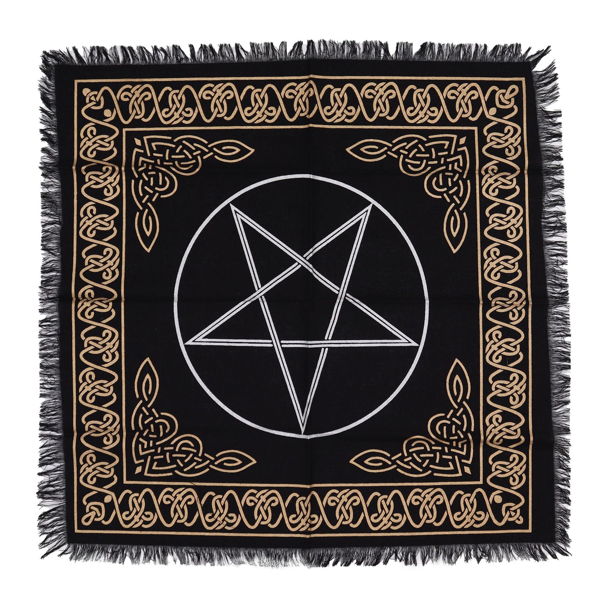 Esoteric Fringed Altar Cloth - Pentagon - Luna Panther