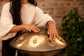 MEINL Sonic Energy Sensory Handpan Stainless Steel D Kurd 9 Notes 440 Hz - Vintage Gold detail view 2 at Luna Panther