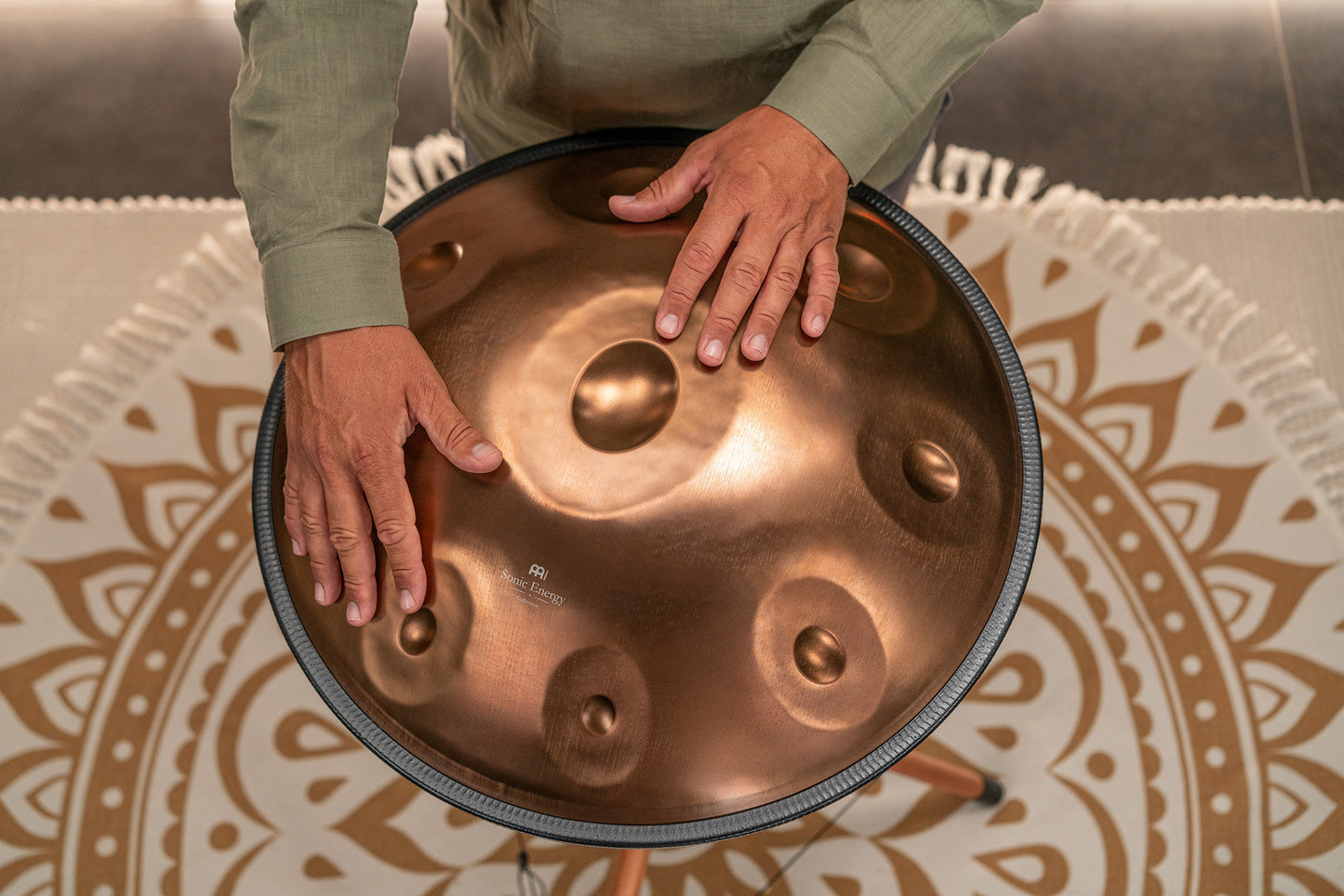 MEINL Sonic Energy Sensory Handpan, Stainless Steel, F Pygmy, 11 Notes, 440 Hz, Vintage copper detail view 10 at Luna Panther