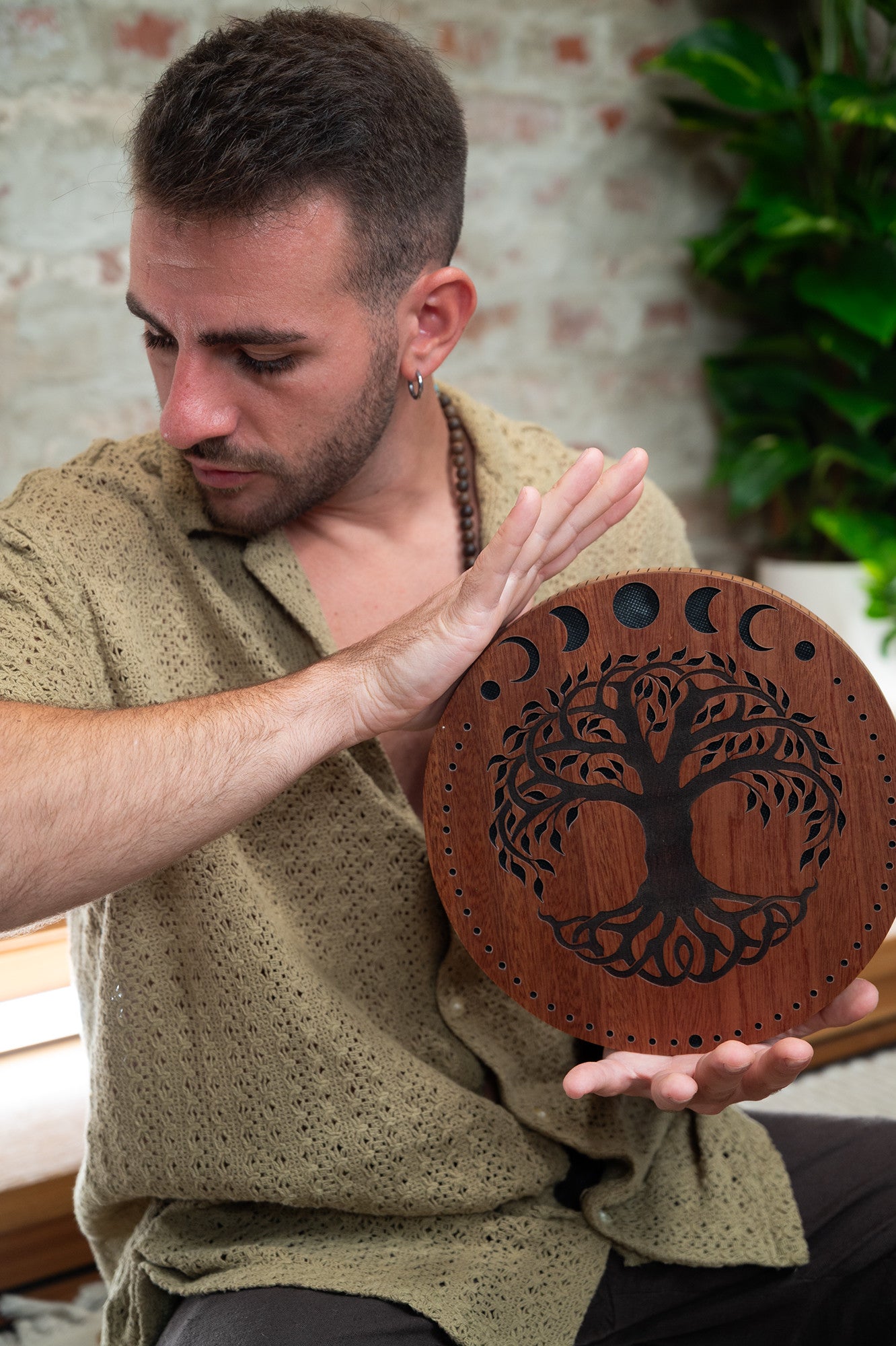 MEINL Sonic Energy 10" Rain Disk, Stream Sound, Moon Phases & Tree of Life Carving detail view 9 at Luna Panther