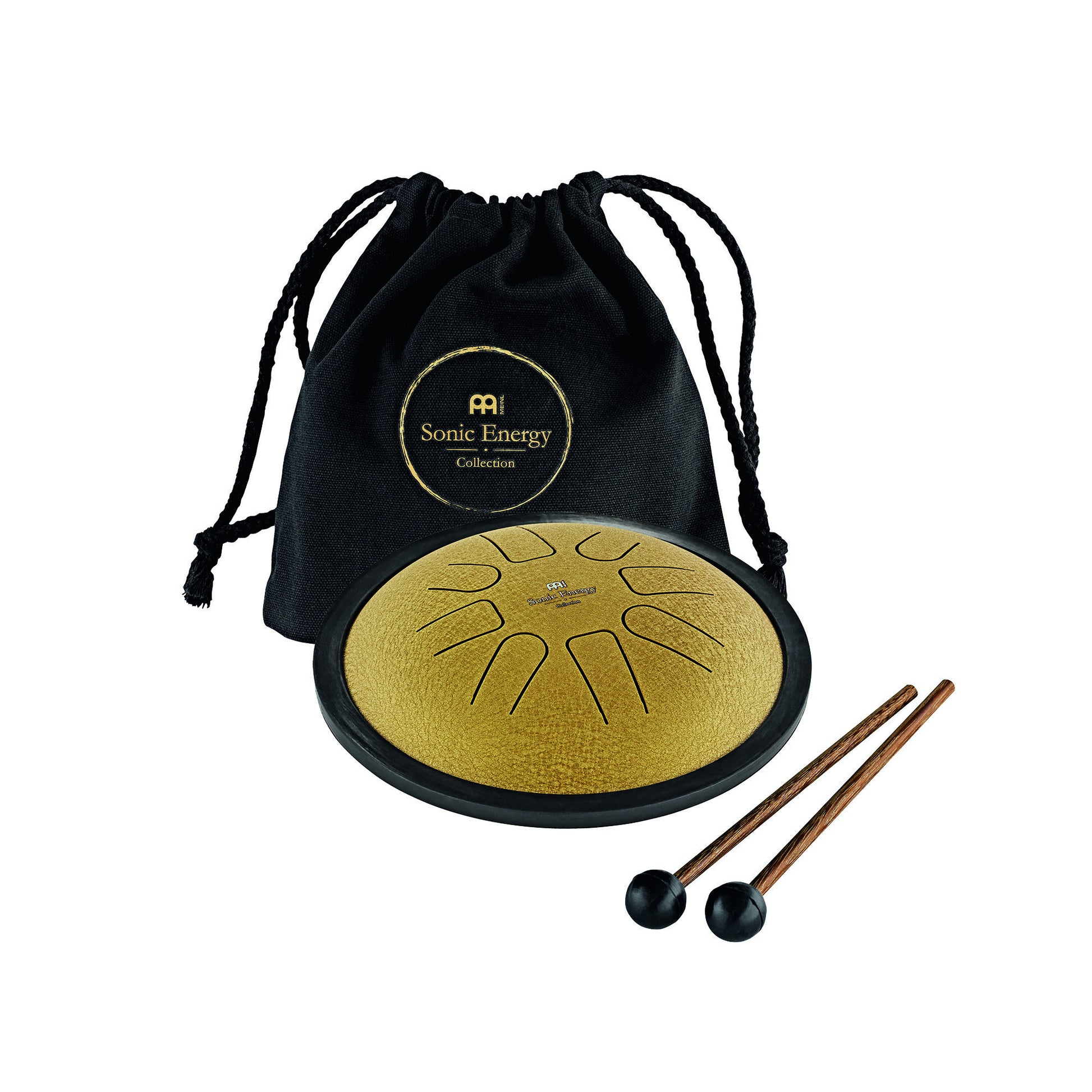 MEINL Sonic Energy Small Steel Tongue Drum 7" - C Minor/8 Notes/440 Hz - Gold detail view 9 at Luna Panther