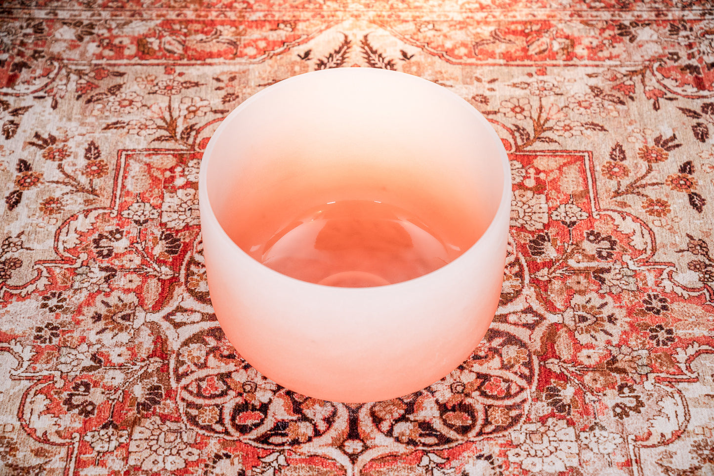 MEINL Sonic Energy Color-Frosted Crystal Singing Bowl 13" - D4/Sacral Chakra/440 Hz - Orange detail view 2 at Luna Panther