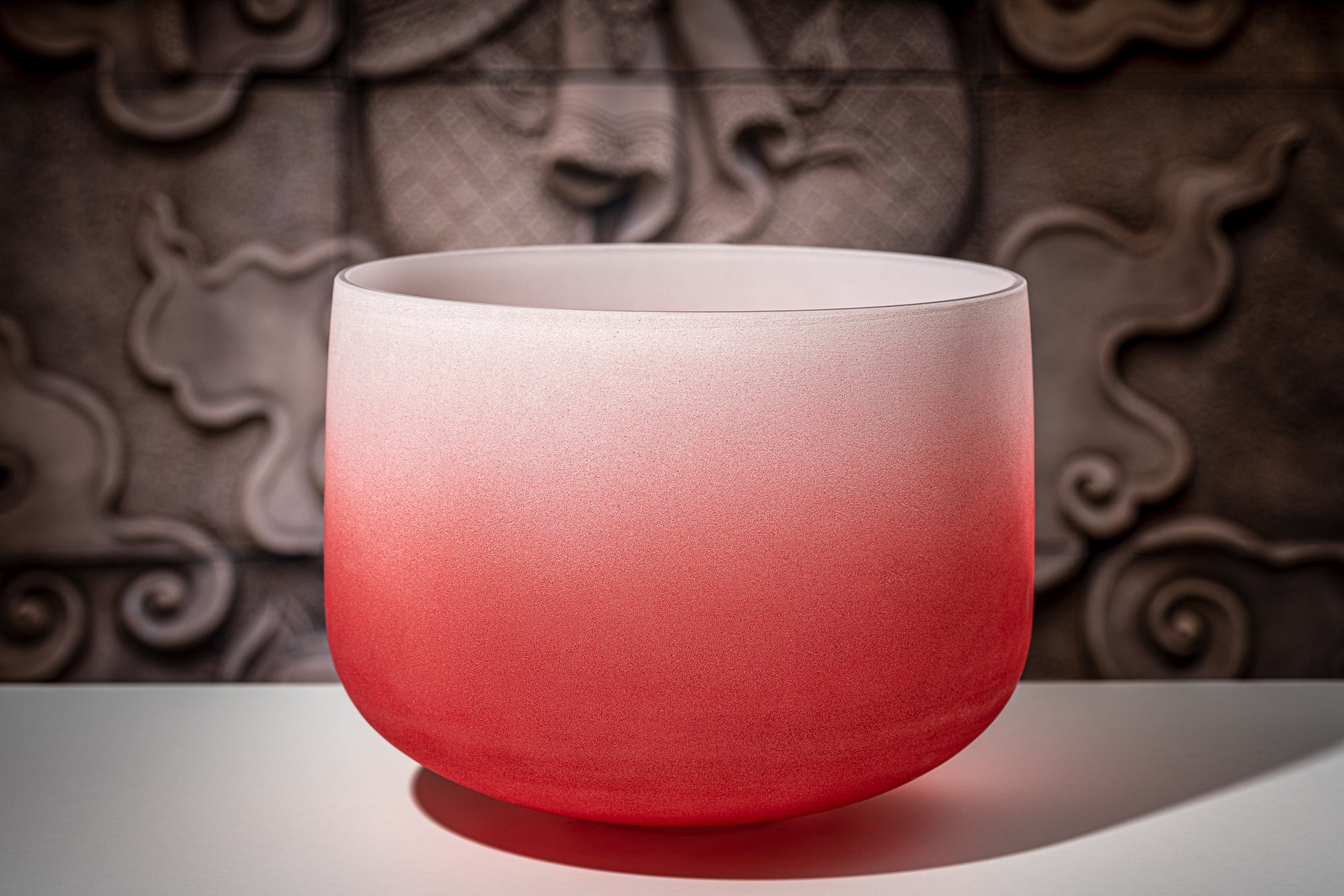 MEINL Sonic Energy Color-Frosted Crystal Singing Bowl 14" - C4/Root Chakra/440 Hz - Red detail view 4 at Luna Panther