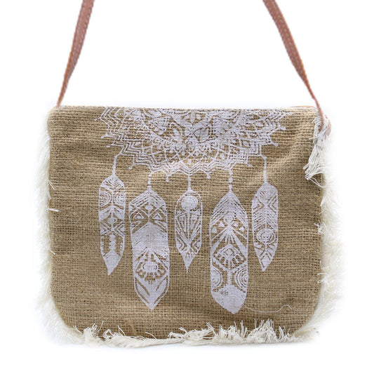 Polished Fab Fringe Bag - Dream Catcher Print featuring natural patterning and unique variations - Luna Panther
