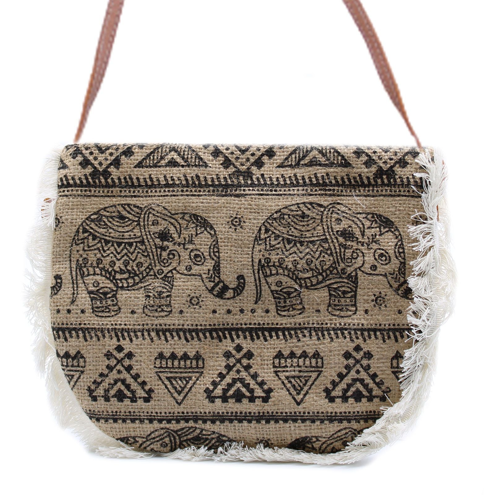 Polished Fab Fringe Bag - Elephant Print featuring natural patterning and unique variations - Luna Panther