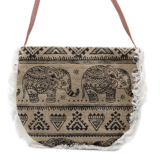 Polished Fab Fringe Bag - Elephant Print featuring natural patterning and unique variations - Luna Panther