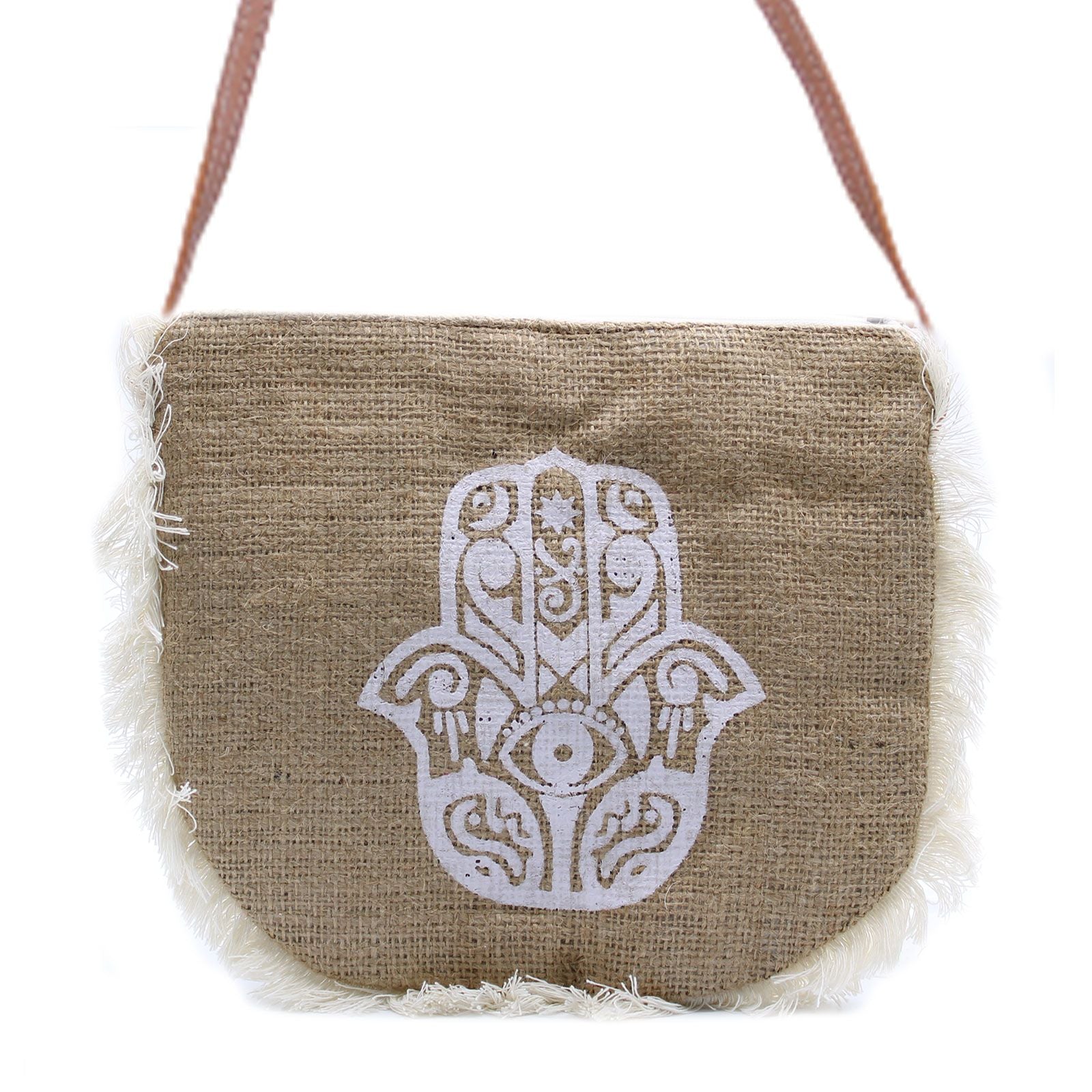 Polished Fab Fringe Bag - Hamsa Print featuring natural patterning and unique variations - Luna Panther