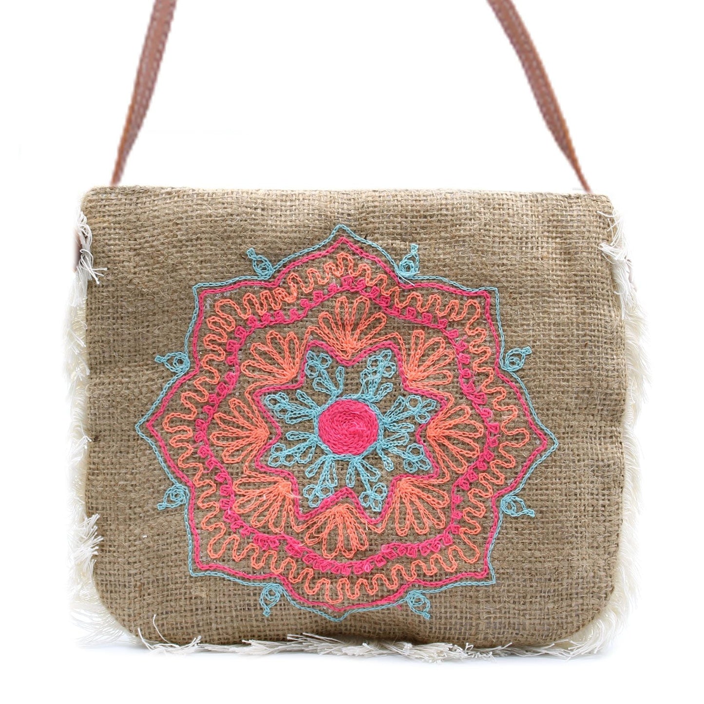 Polished Fab Fringe Bag - Mandala Embroidery featuring natural patterning and unique variations - Luna Panther