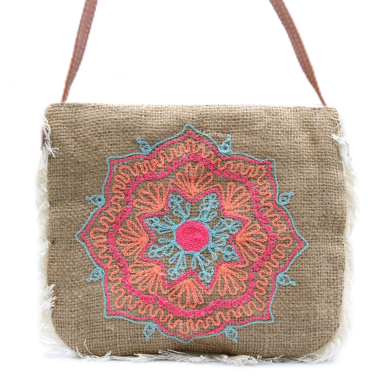 Polished Fab Fringe Bag - Mandala Embroidery featuring natural patterning and unique variations - Luna Panther