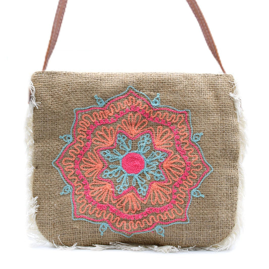 Polished Fab Fringe Bag - Mandala Embroidery featuring natural patterning and unique variations - Luna Panther
