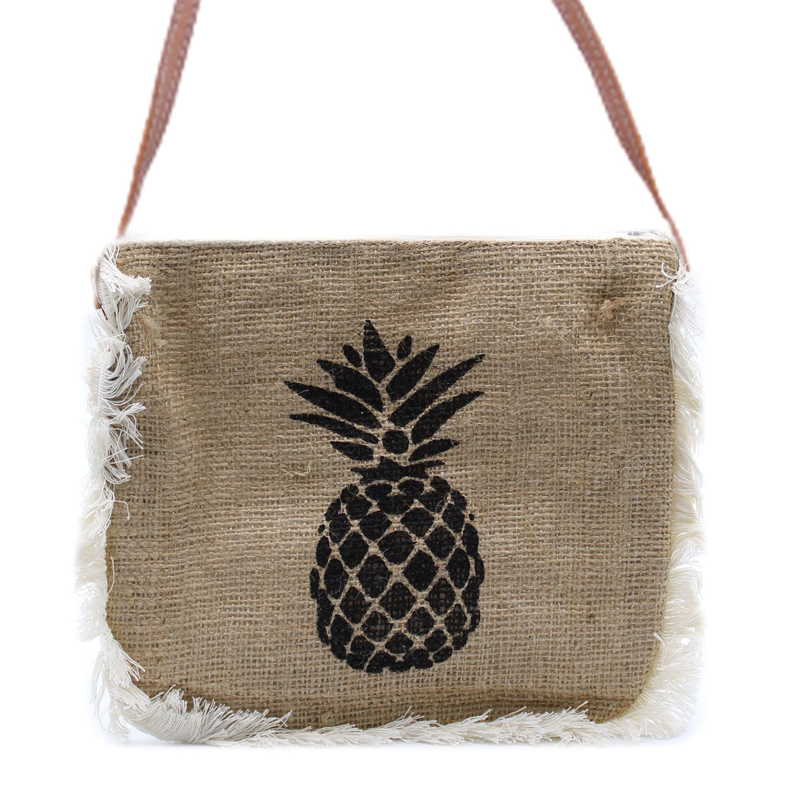 Polished Fab Fringe Bag - Pineapple Print featuring natural patterning and unique variations - Luna Panther