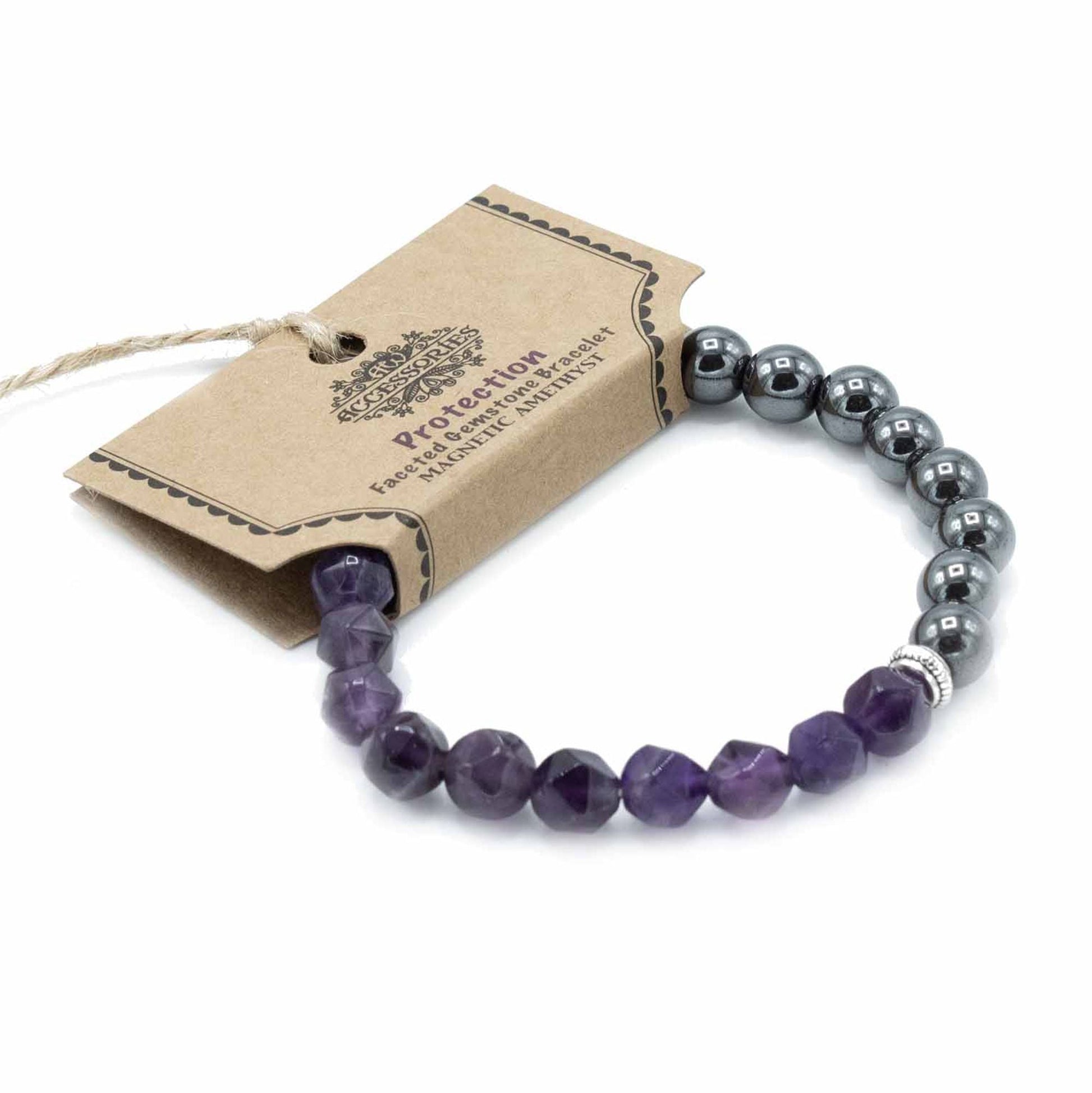 Faceted Gemstone Bracelet - Magnetic Amethyst - Luna Panther