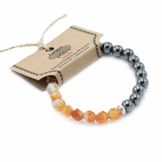 Faceted Gemstone Bracelet - Magnetic Carnelian - Luna Panther