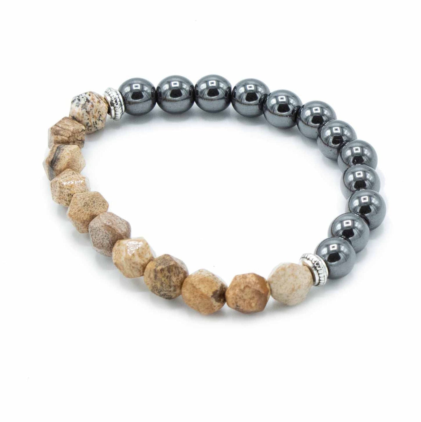 Faceted Gemstone Bracelet - Magnetic Picture Jasper - Luna Panther