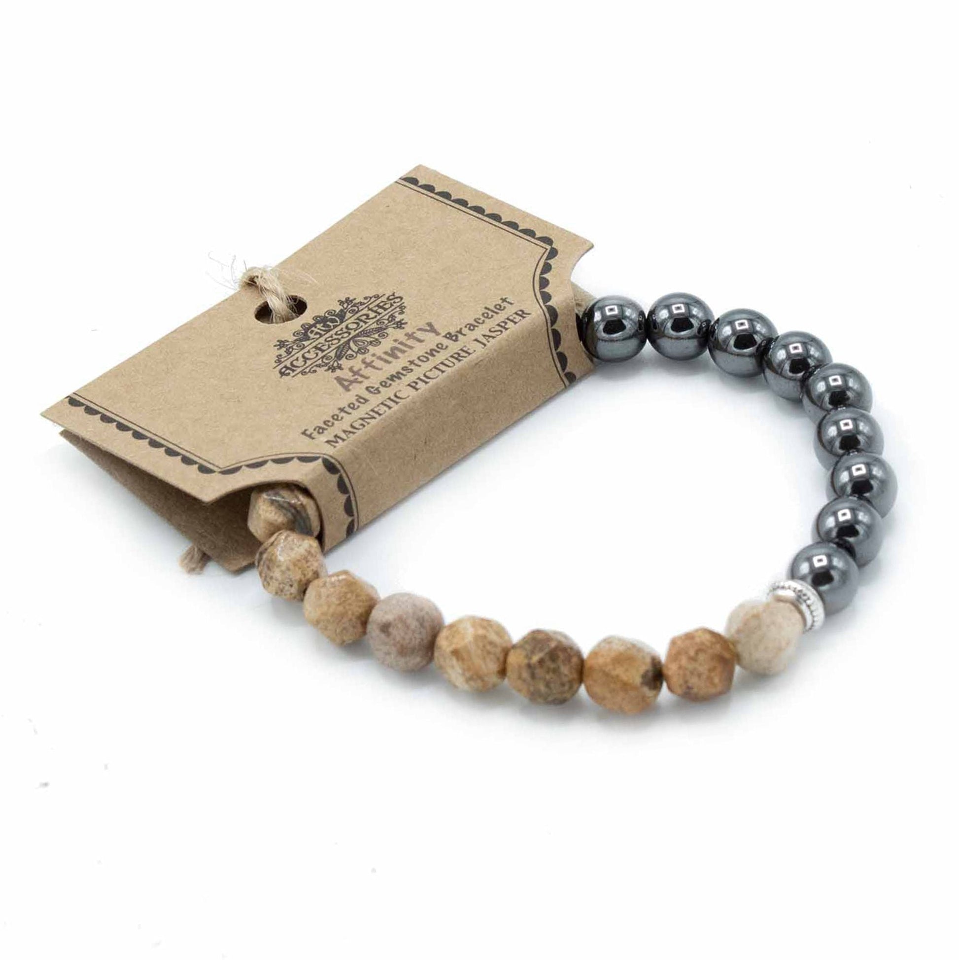 Faceted Gemstone Bracelet - Magnetic Picture Jasper - Luna Panther