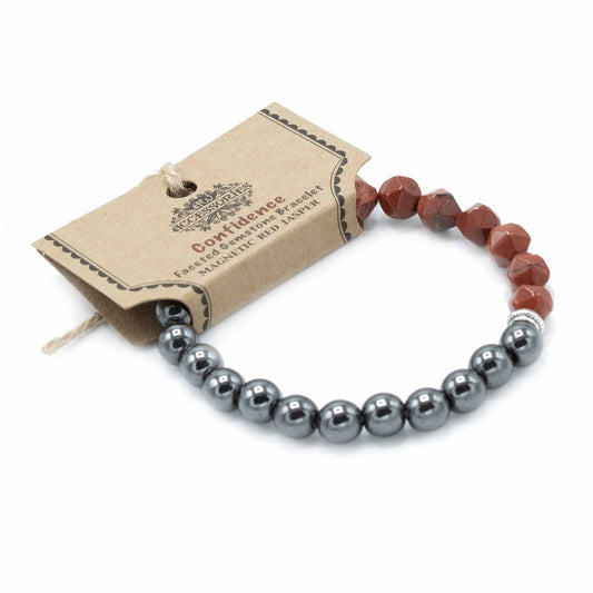 Faceted Gemstone Bracelet - Magnetic Red Jasper - Luna Panther