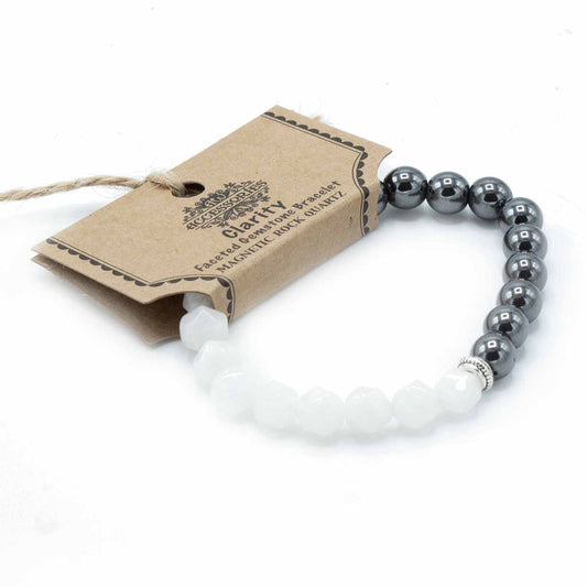 Faceted Gemstone Bracelet - Magnetic Rock Quartz - Luna Panther