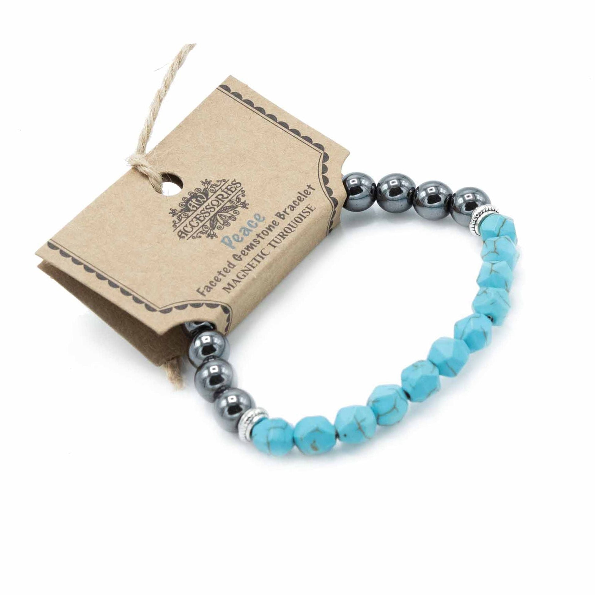 Faceted Gemstone Bracelet - Magnetic Turquoise - Luna Panther