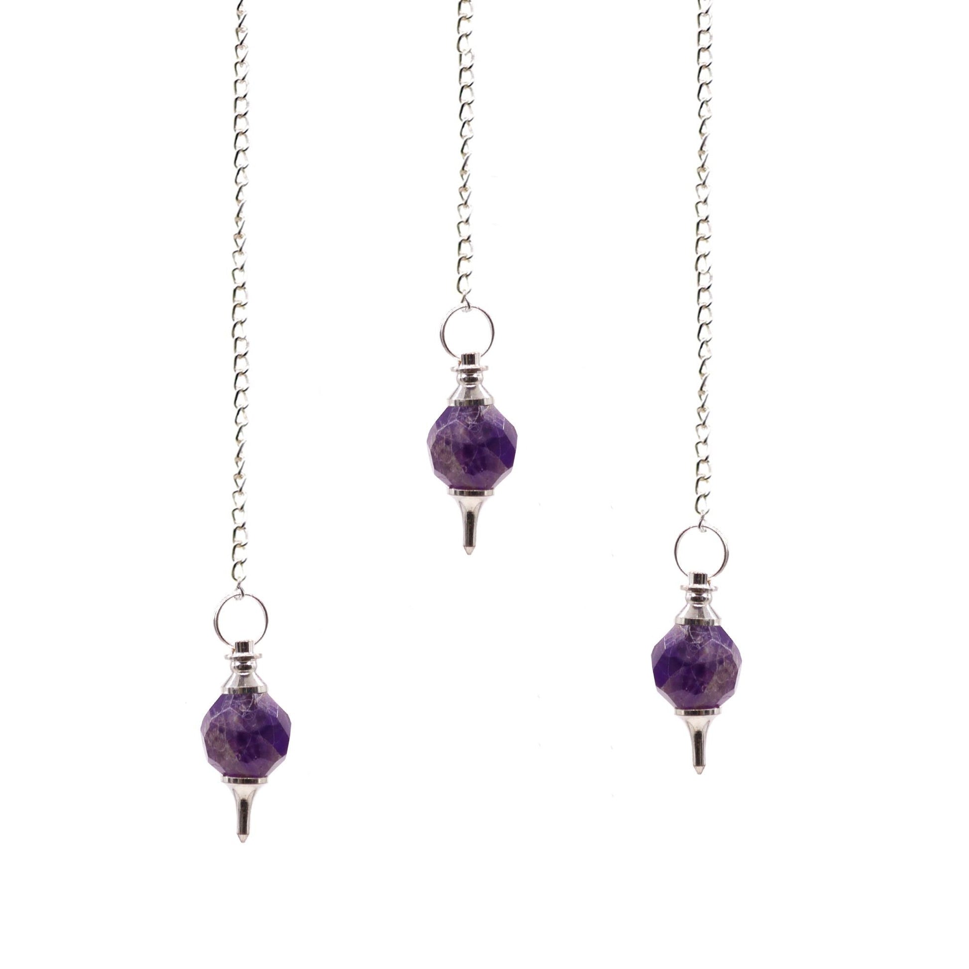 Polished Facted Gemstone Pendulum - Amethyst featuring rich purple colour and natural clarity - Luna Panther