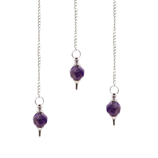 Polished Facted Gemstone Pendulum - Amethyst featuring rich purple colour and natural clarity - Luna Panther