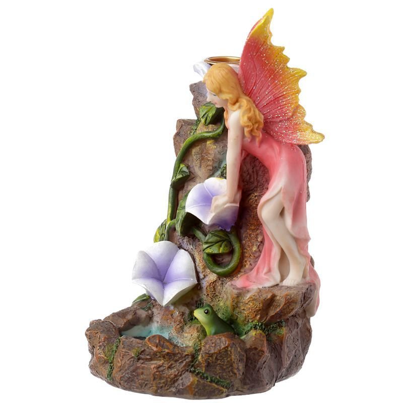 Polished Fairy Flower Garden Waterfall Backflow Incense Burner 2 featuring natural patterning and unique variations - Luna Panther