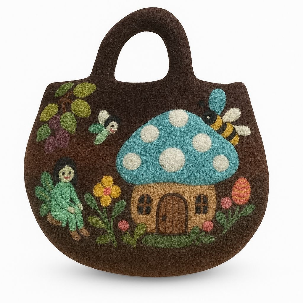 Polished Fairy Garden Felted Bag featuring natural patterning and unique variations - Luna Panther