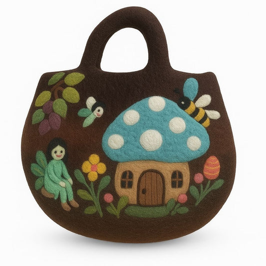 Polished Fairy Garden Felted Bag featuring natural patterning and unique variations - Luna Panther