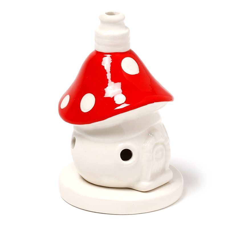 Fairy Toadstool House Ceramic Incense Cone Burner - Luna Panther