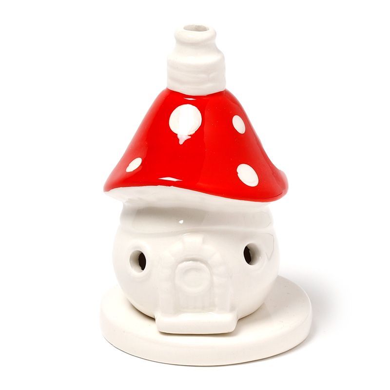 Fairy Toadstool House Ceramic Incense Cone Burner - Luna Panther