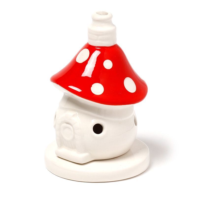 Fairy Toadstool House Ceramic Incense Cone Burner - Luna Panther