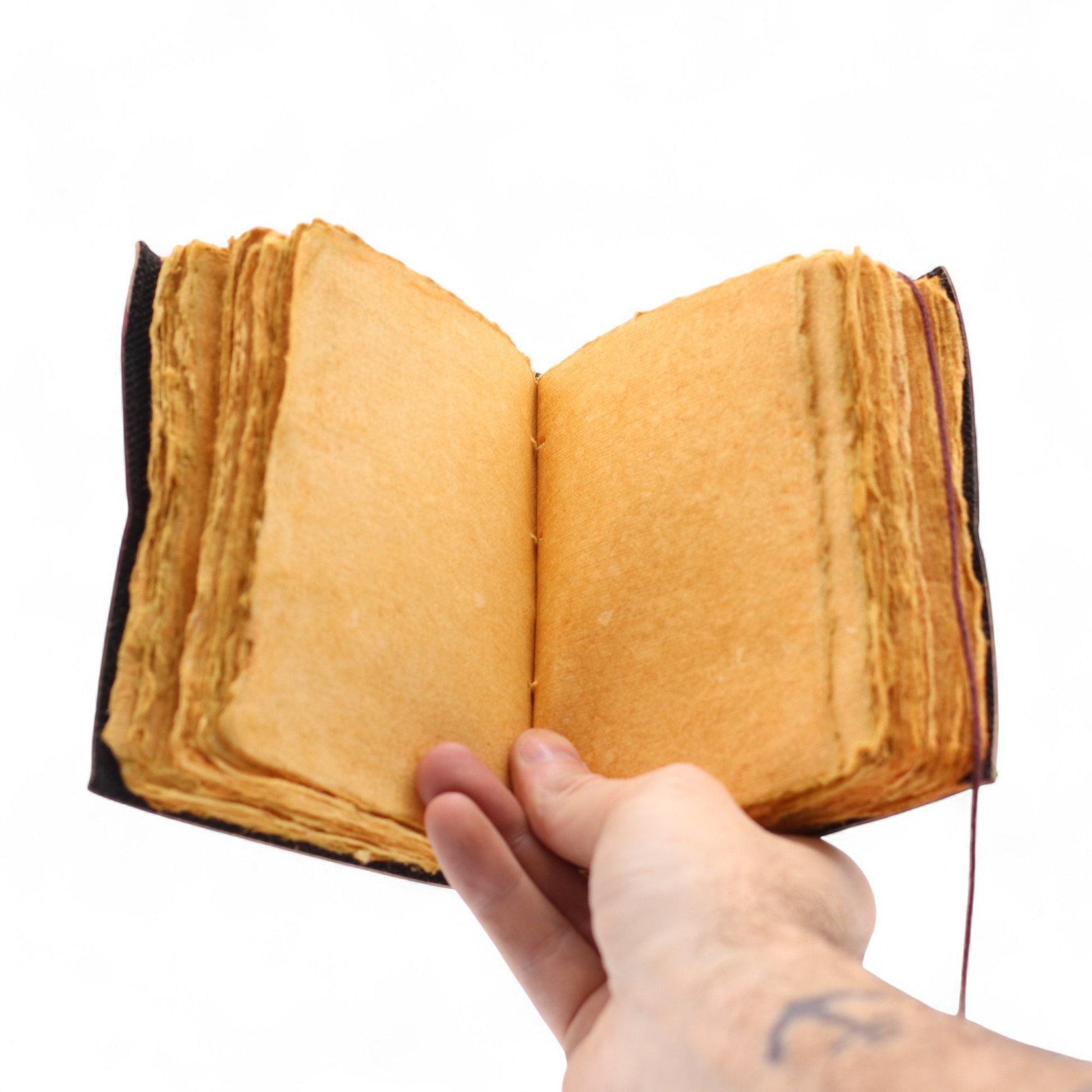 Fat Deckled Edge Leather Notebook - Every Day May Not Be Good (12.7 × 8.9 cm) - Luna Panther