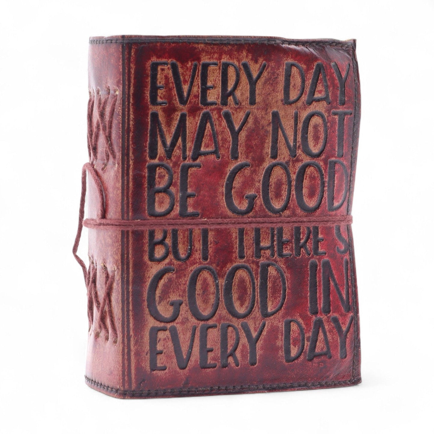 Fat Deckled Edge Leather Notebook - Every Day May Not Be Good (12.7 × 8.9 cm) - Luna Panther
