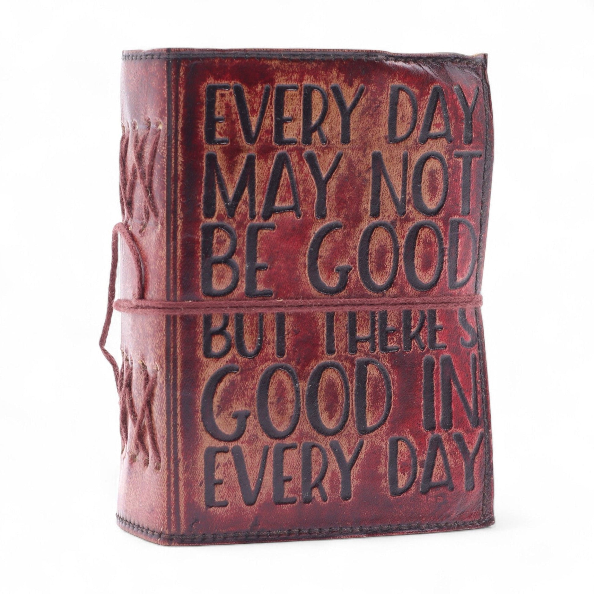 Fat Deckled Edge Leather Notebook - Every Day May Not Be Good (12.7 × 8.9 cm) - Luna Panther