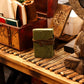 Fat Deckled Leather Notebook - Green Maze Pattern - 12.7×8.9 cm - Luna Panther