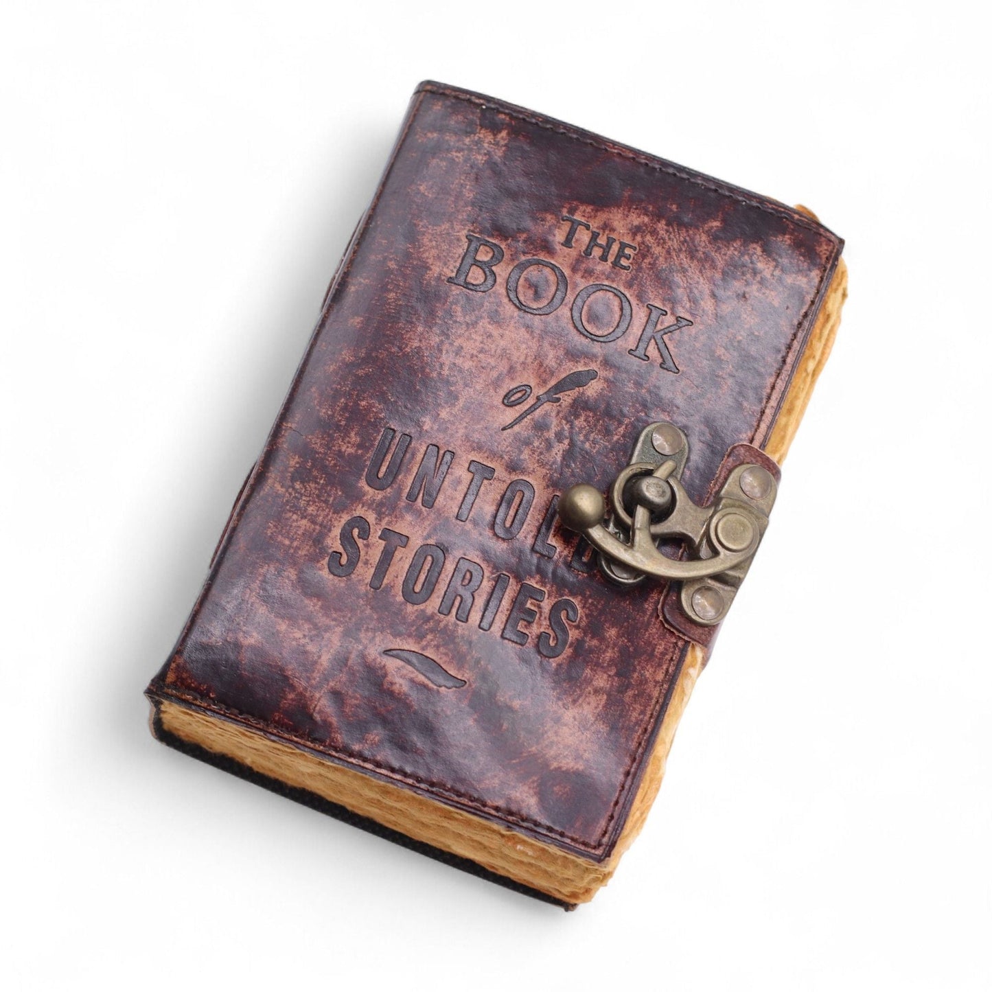 Fat Deckled Leather Notebook - The Book of Untold Stories - 15x10 cm - Luna Panther