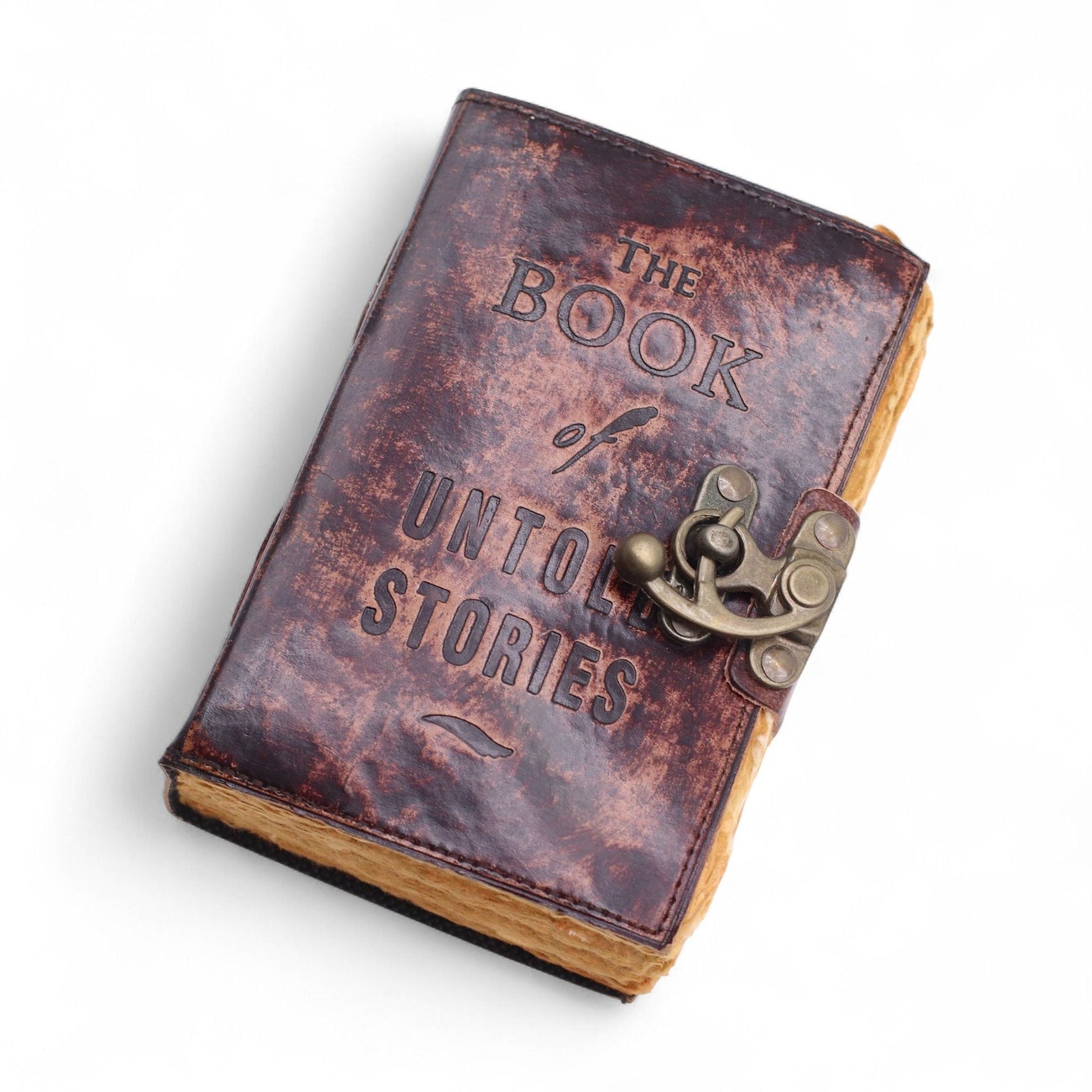 Fat Deckled Leather Notebook - The Book of Untold Stories - 15x10 cm - Luna Panther