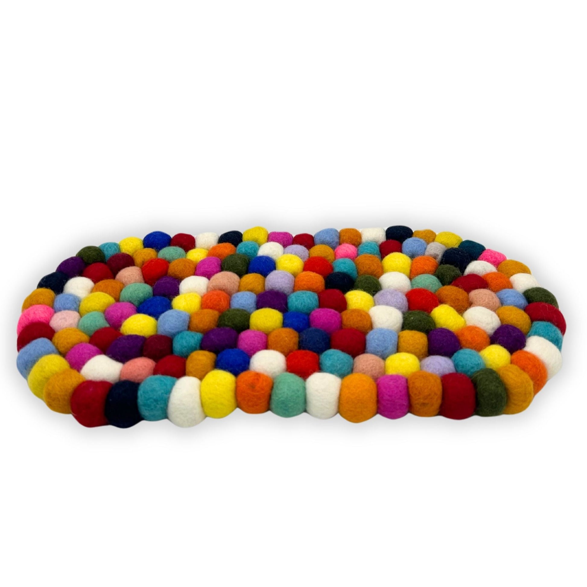 Felt Ball Oval Centre Mat - Multi Colour - Luna Panther