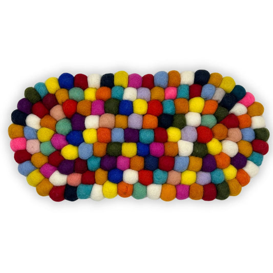 Felt Ball Oval Centre Mat - Multi Colour - Luna Panther alternate view