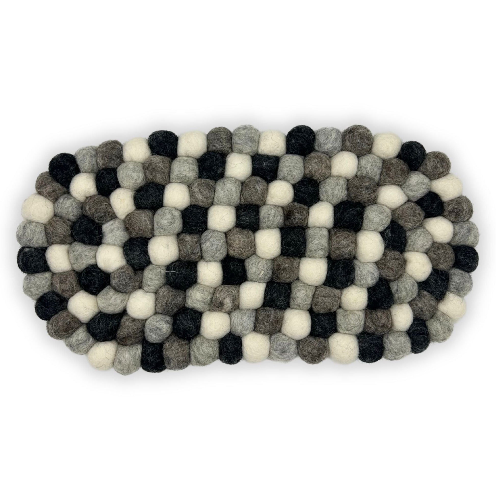 Felt Ball Oval Centre Mat - Multi Grey Colour - Luna Panther