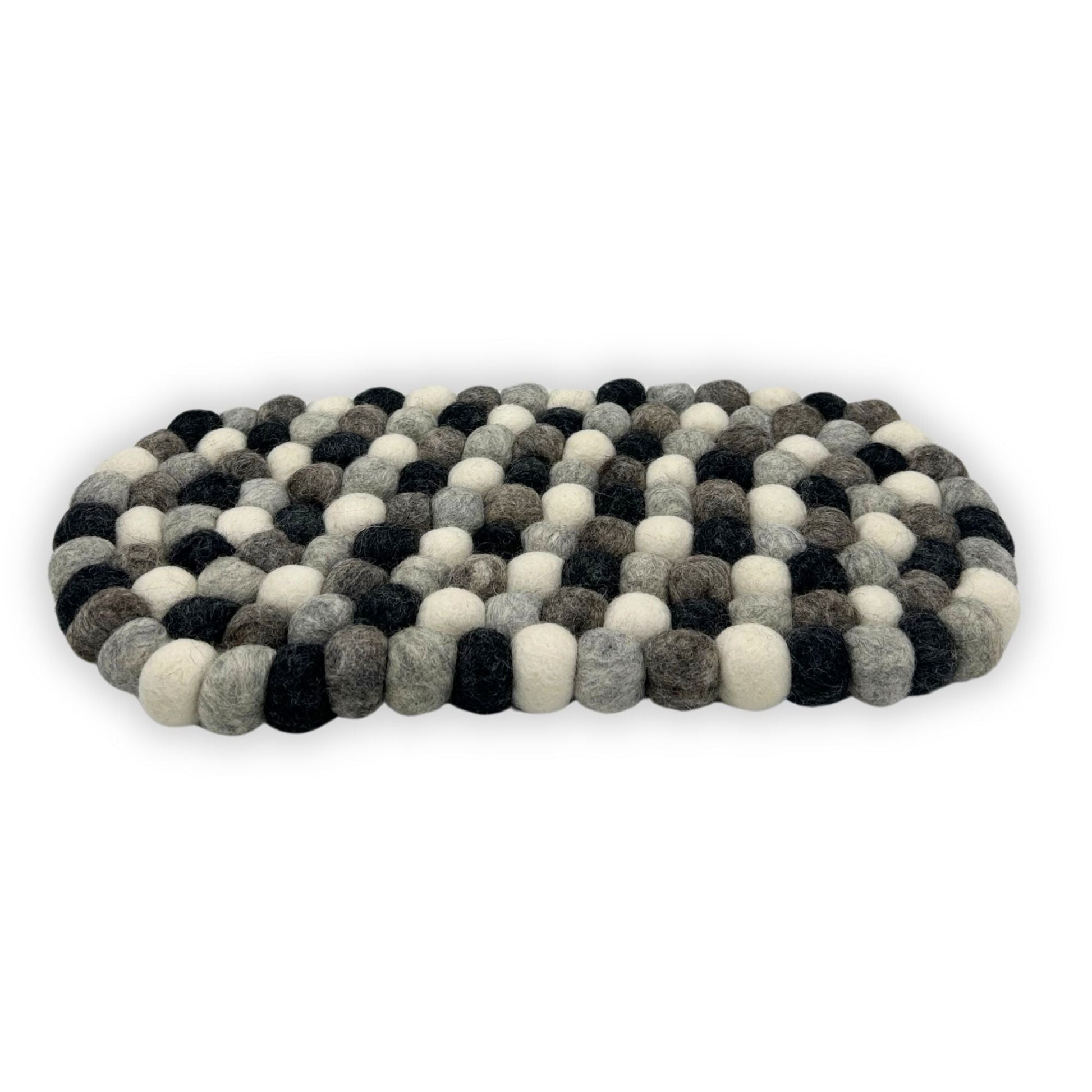 Felt Ball Oval Centre Mat - Multi Grey Colour - Luna Panther