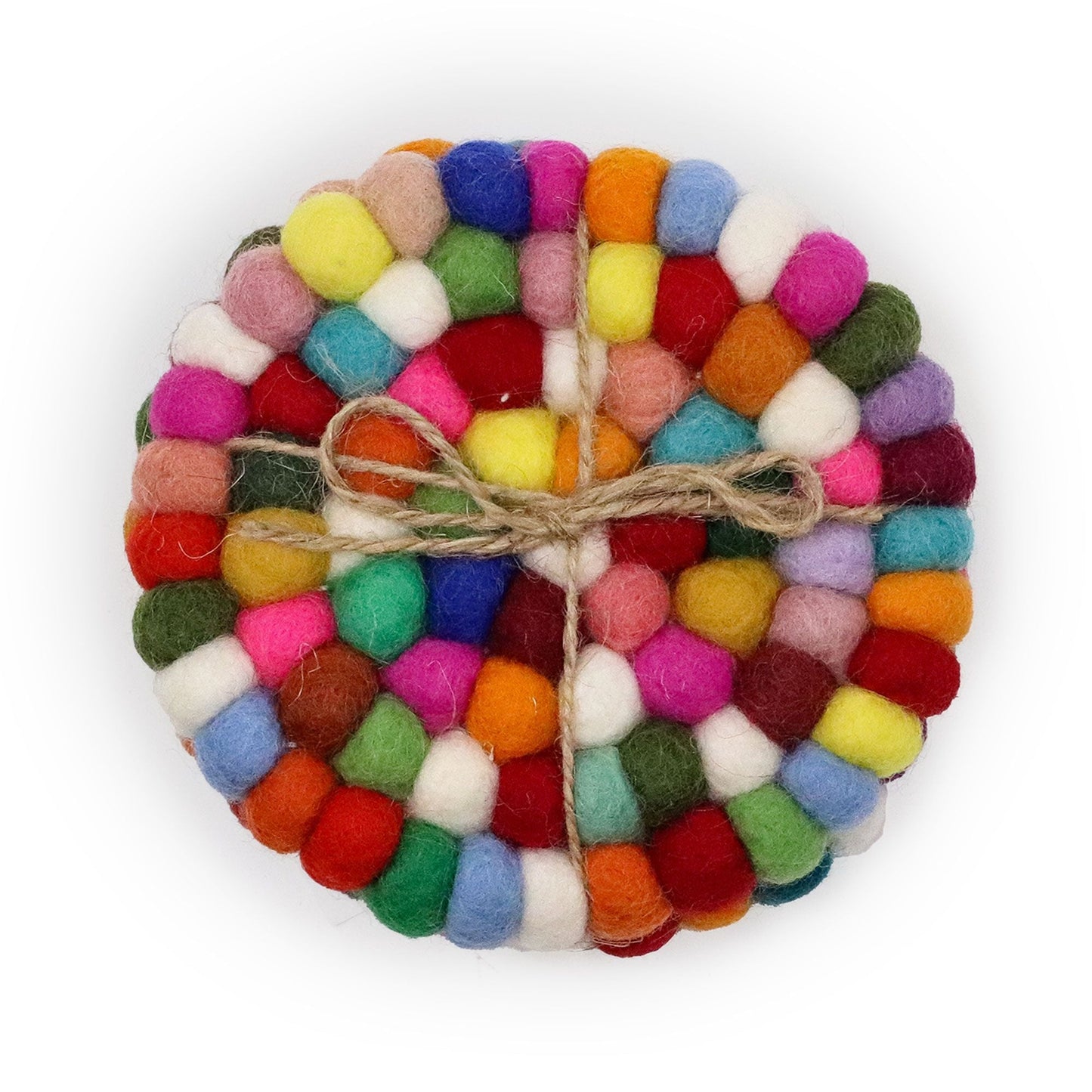 Felt Ball Round Coasters - Multi colour (set of 4) - Luna Panther