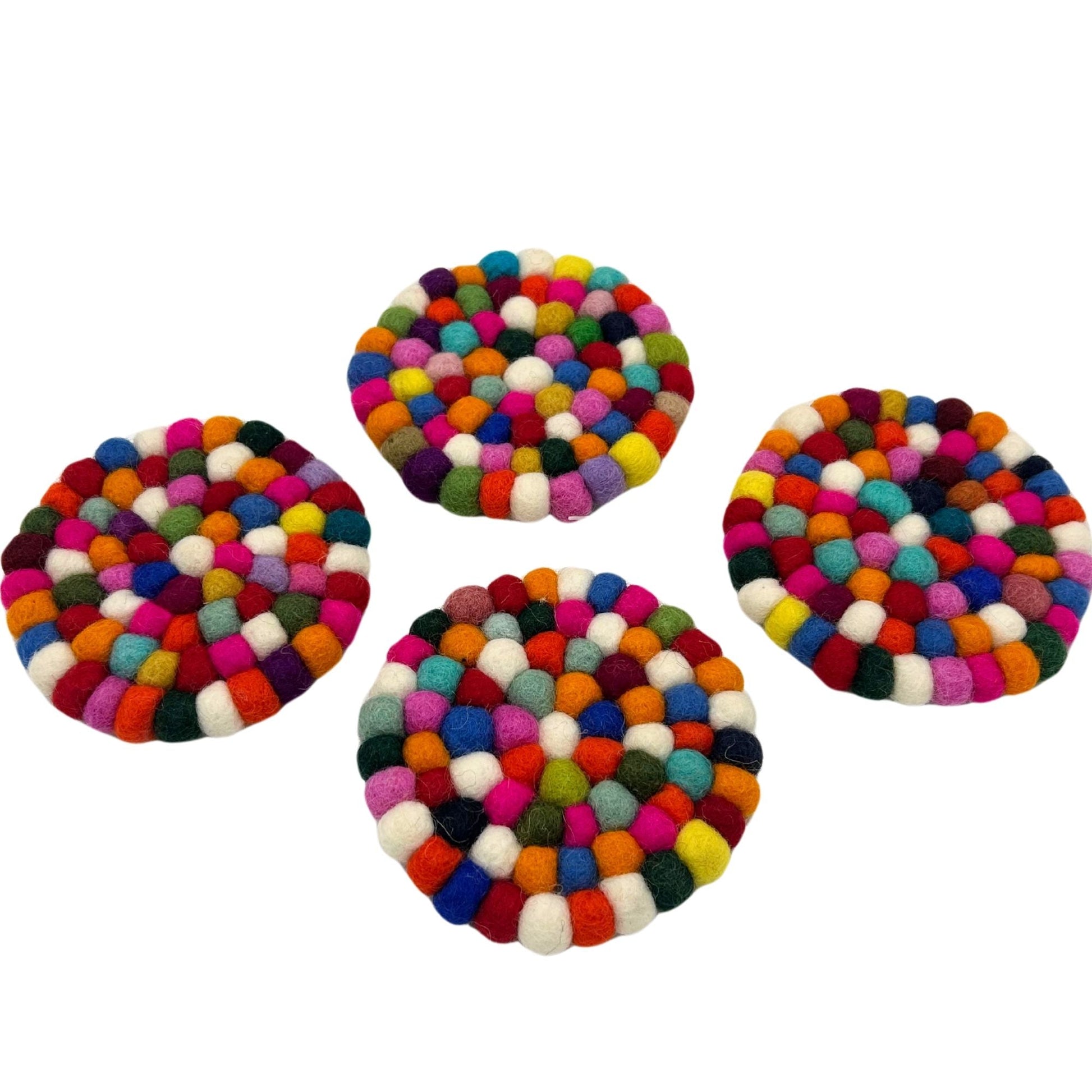 Felt Ball Round Coasters - Multi colour (set of 4) - Luna Panther