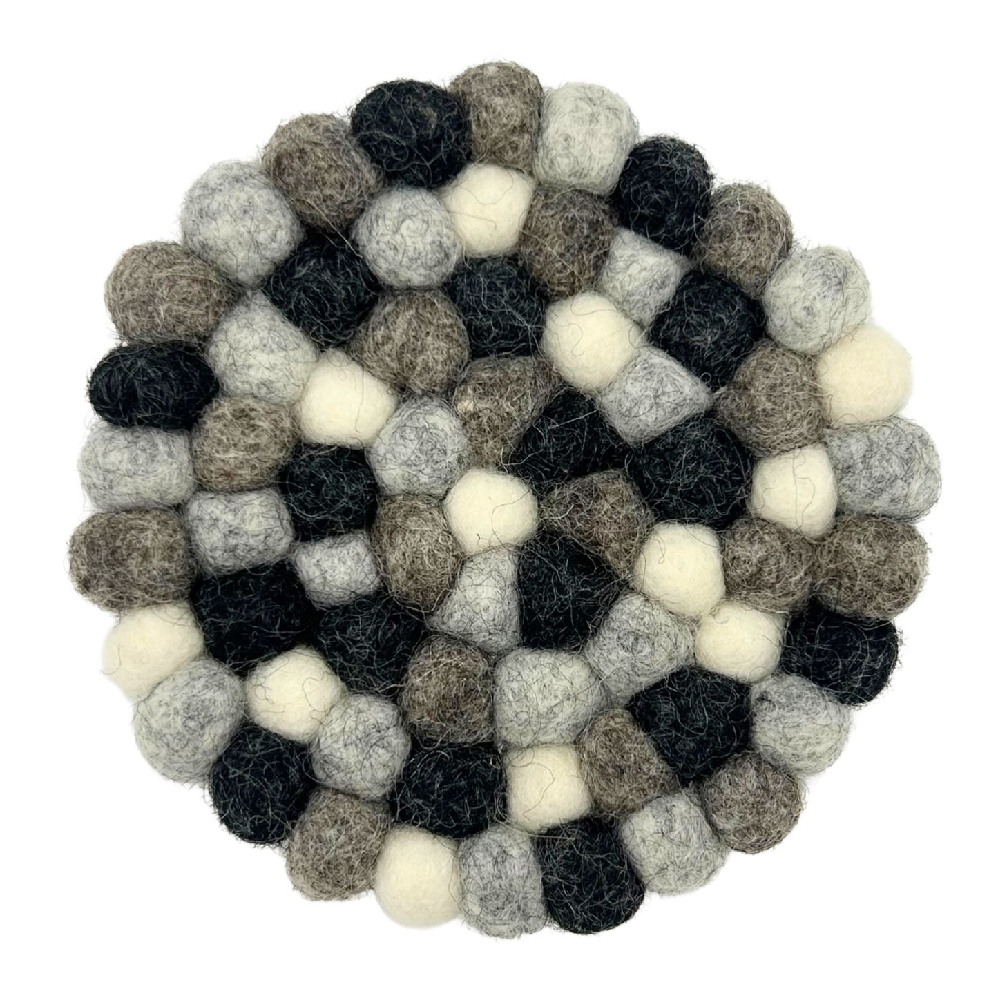 Felt Ball Round Coasters - Multi Grey colour (set of 4) - Luna Panther