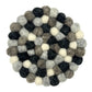 Felt Ball Round Coasters - Multi Grey colour (set of 4) - Luna Panther