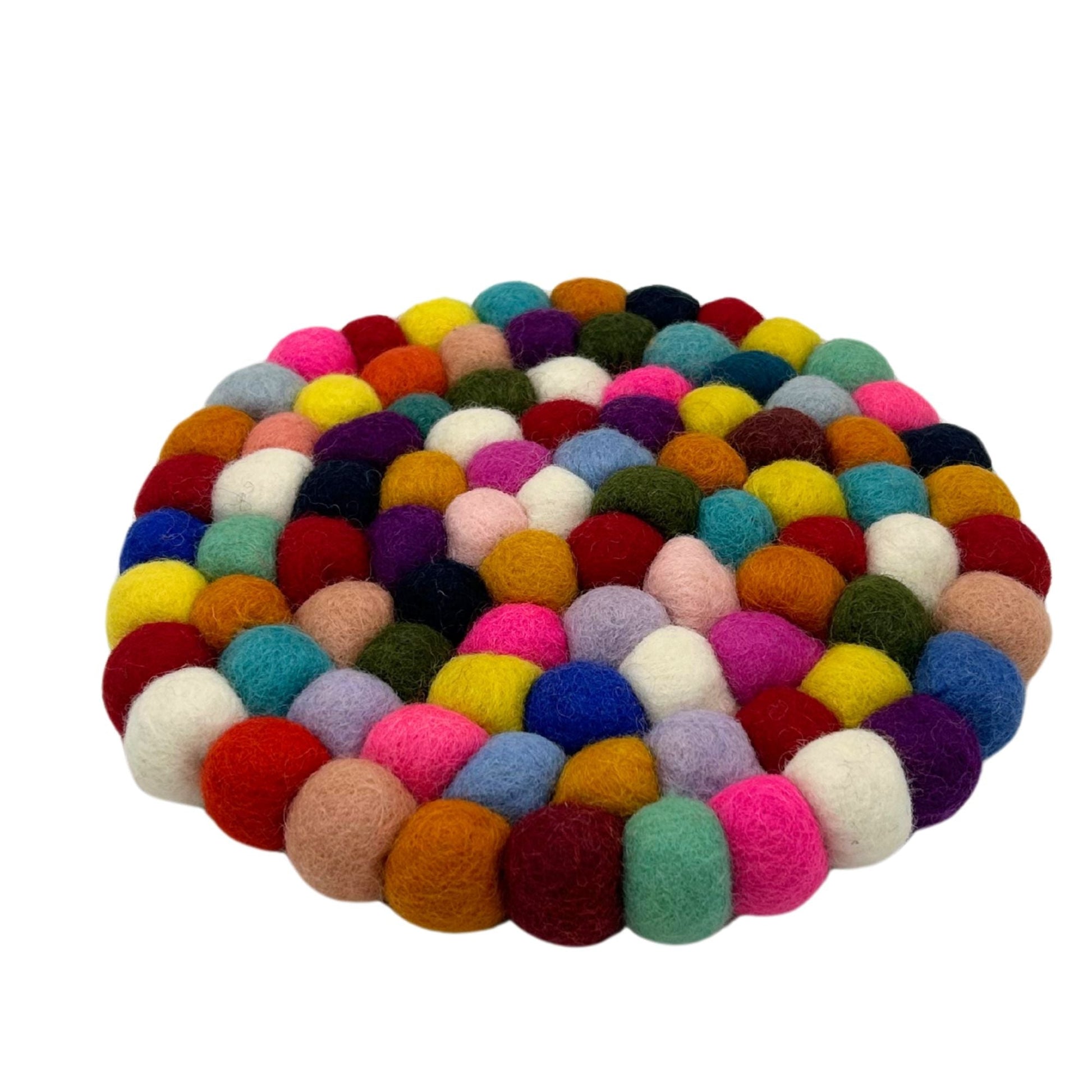 Felt Ball Round Placemat - Multi Colour - Luna Panther